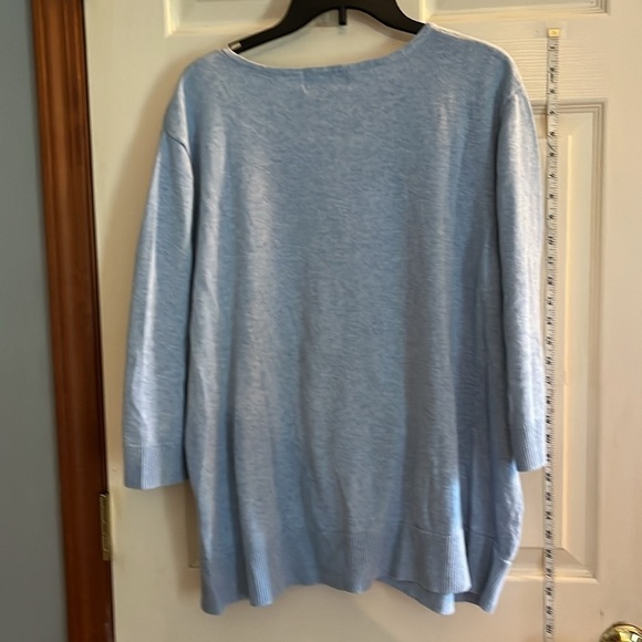 Christopher& Banks-2X-blue-button up, 3/4 sleeve, embellished, cardigan sweater. - Picture 2 of 12